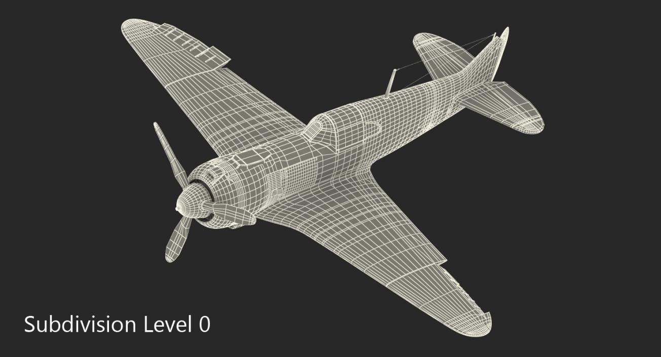 3D model La-5 WWII Soviet Fighter Aircraft Rigged