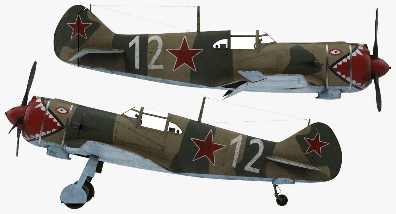 3D model La-5 WWII Soviet Fighter Aircraft Rigged