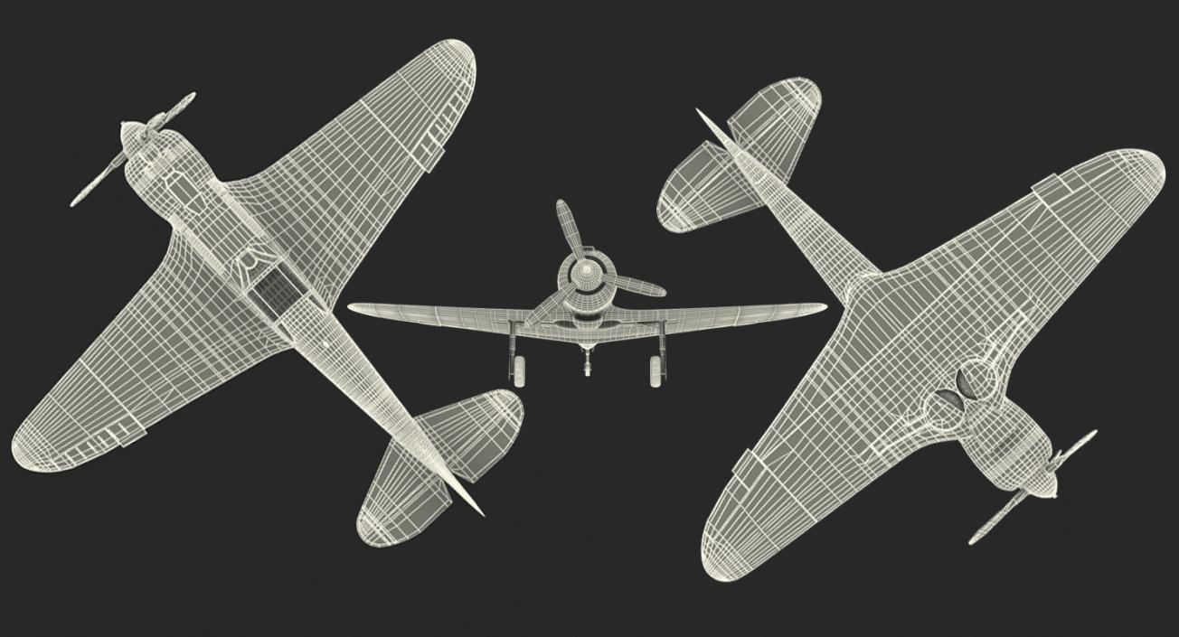 3D model La-5 WWII Soviet Fighter Aircraft Rigged