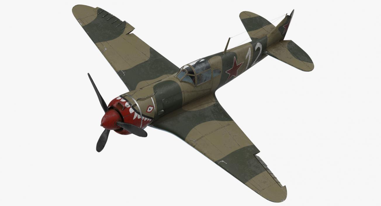 3D model La-5 WWII Soviet Fighter Aircraft Rigged