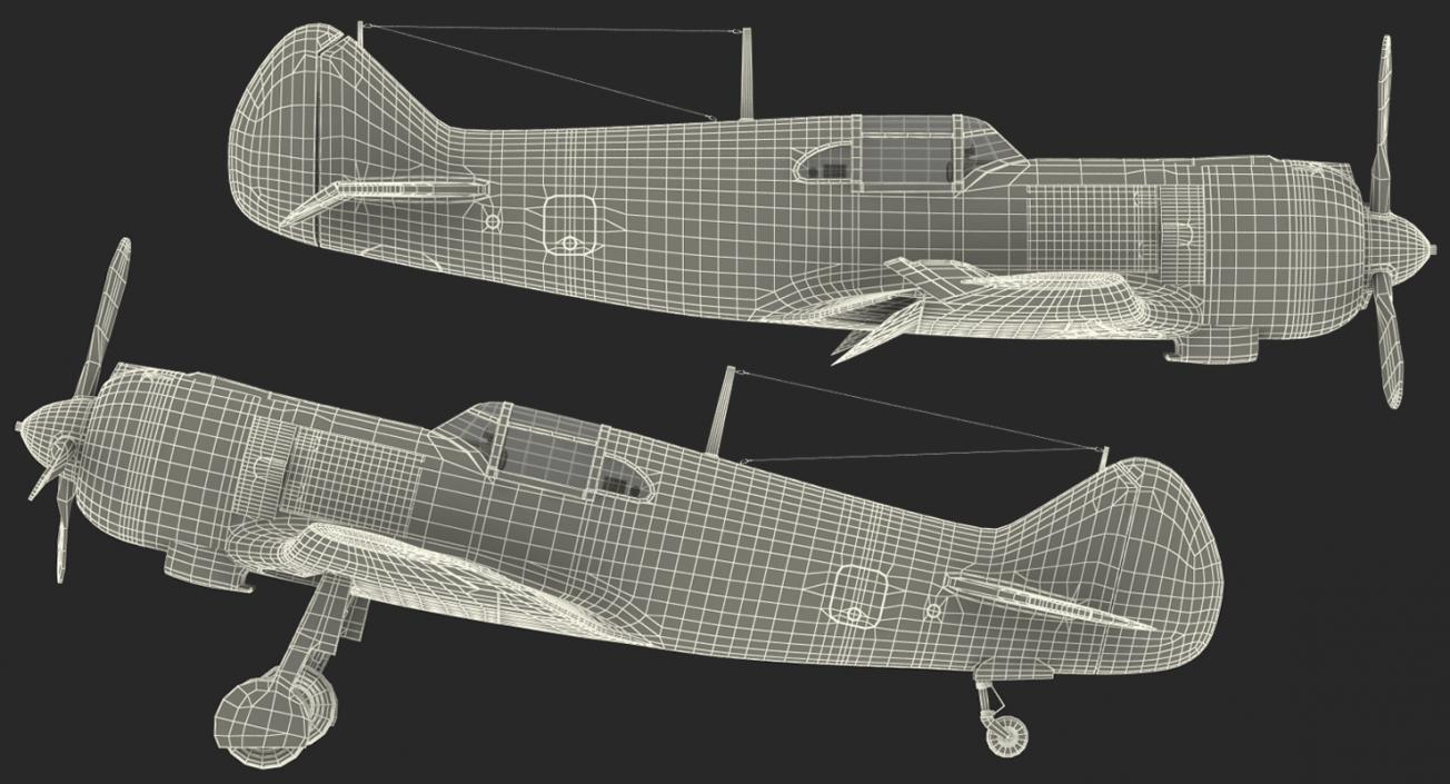 3D model La-5 WWII Soviet Fighter Aircraft Rigged