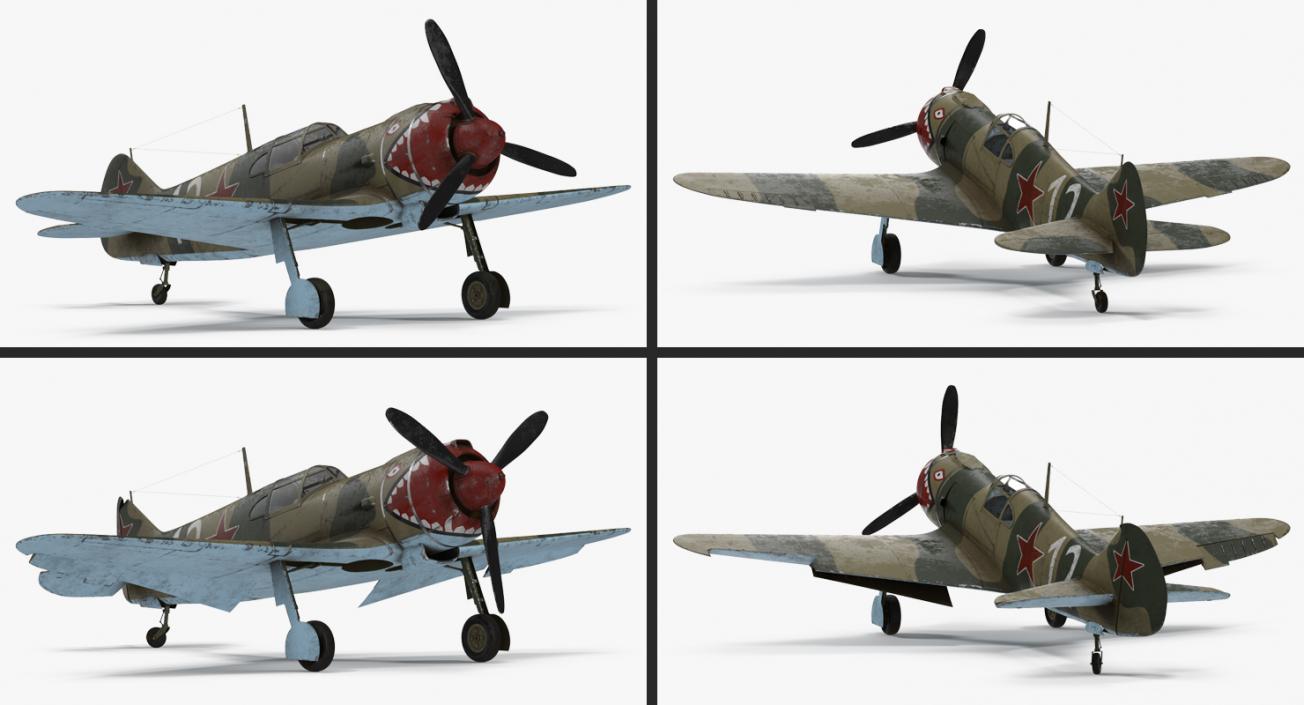 3D model La-5 WWII Soviet Fighter Aircraft Rigged