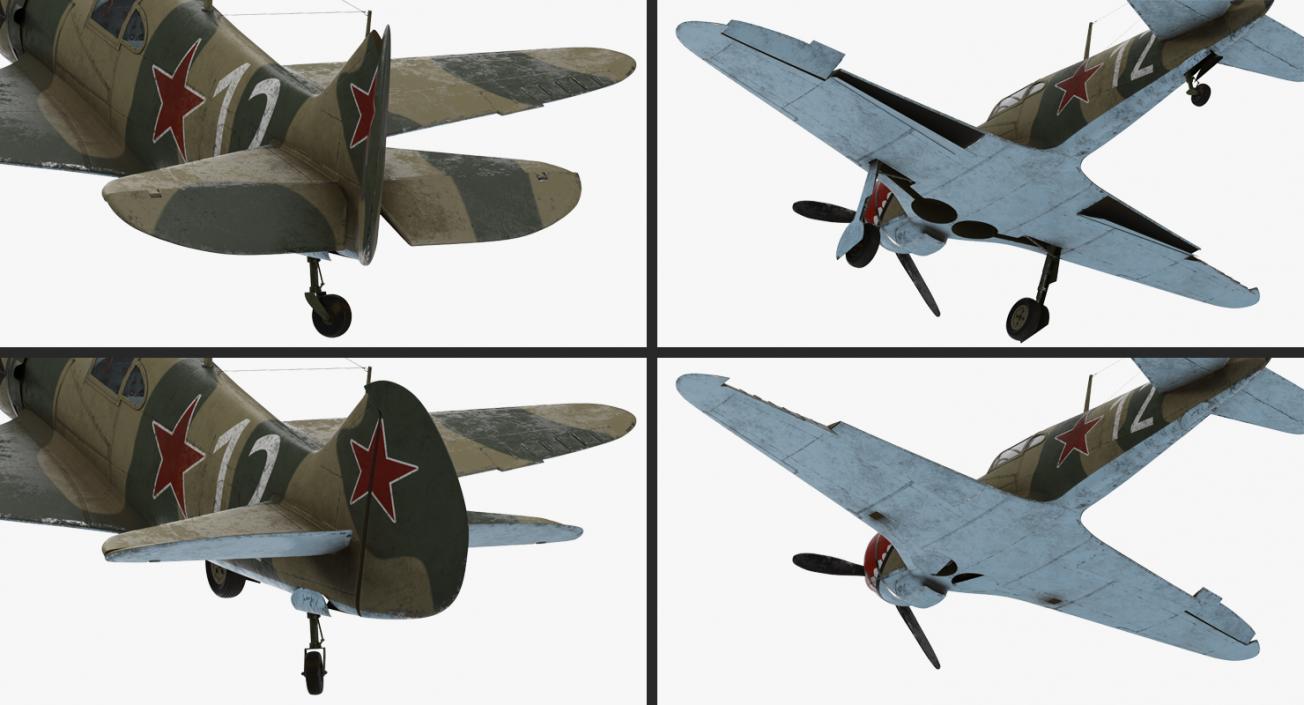 3D model La-5 WWII Soviet Fighter Aircraft Rigged