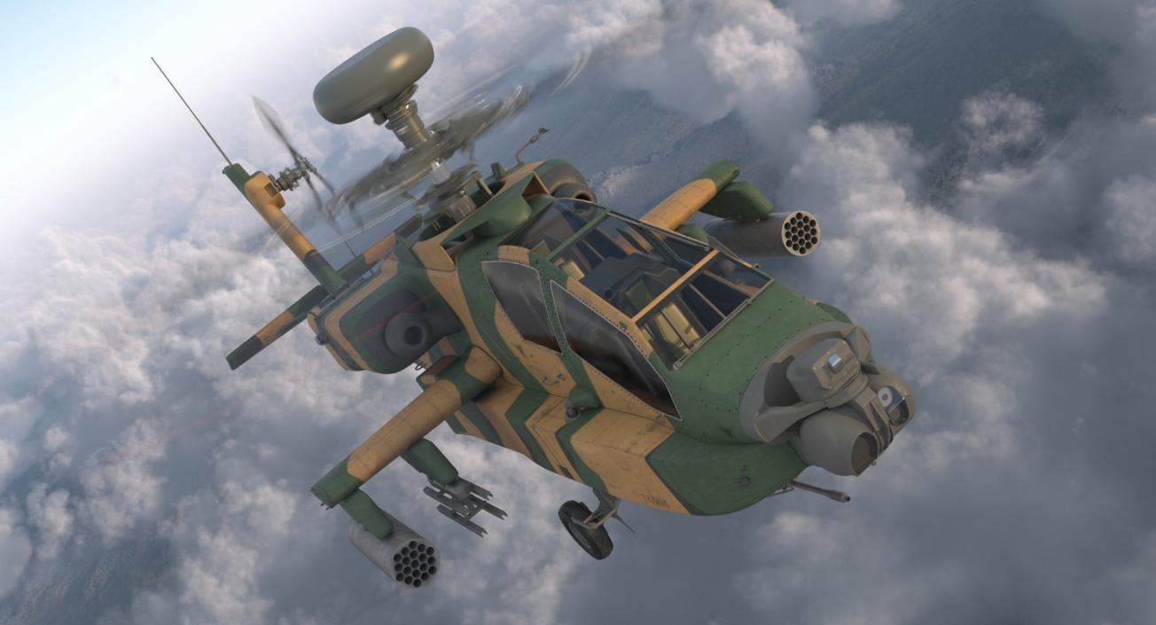 AH-64D Apache Longbow Japan Rigged 3D model