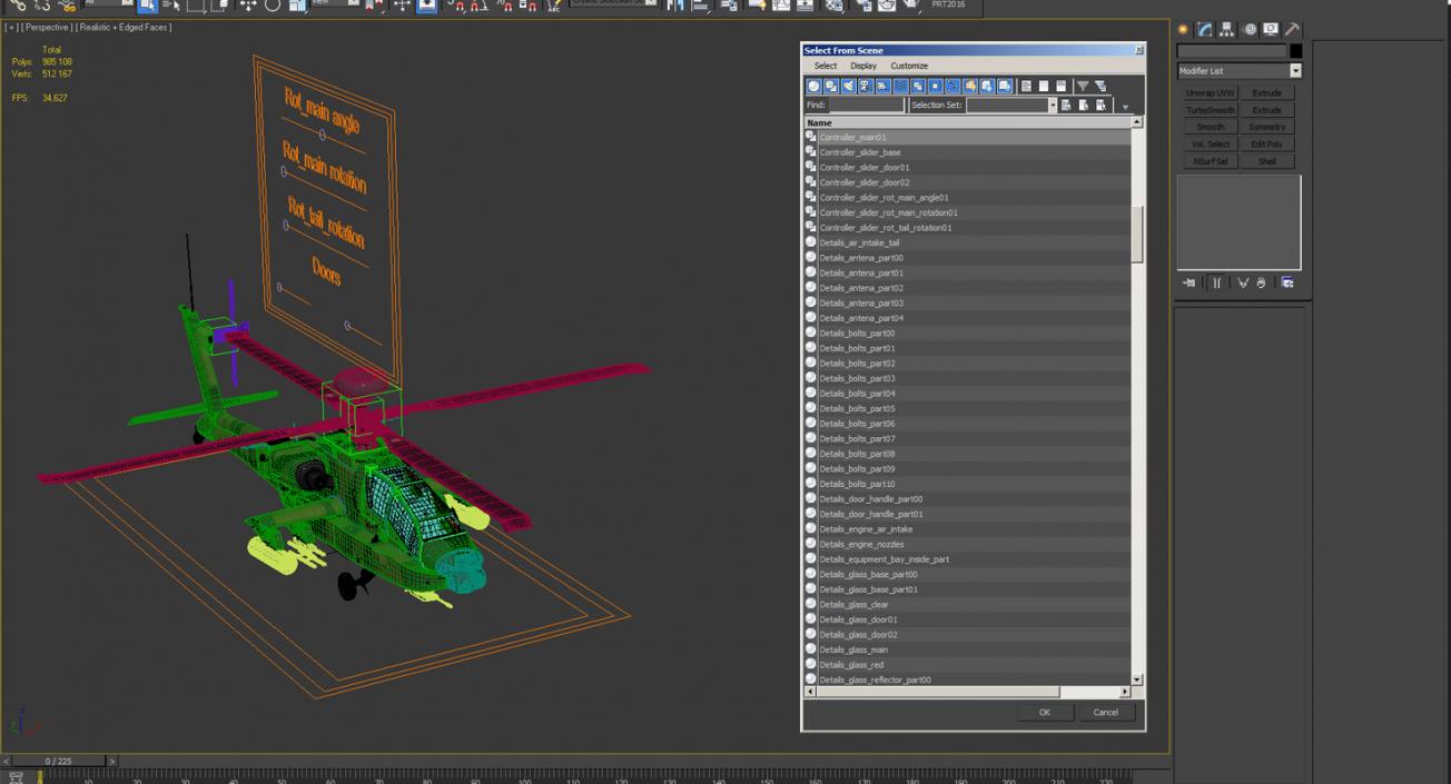 AH-64D Apache Longbow Japan Rigged 3D model