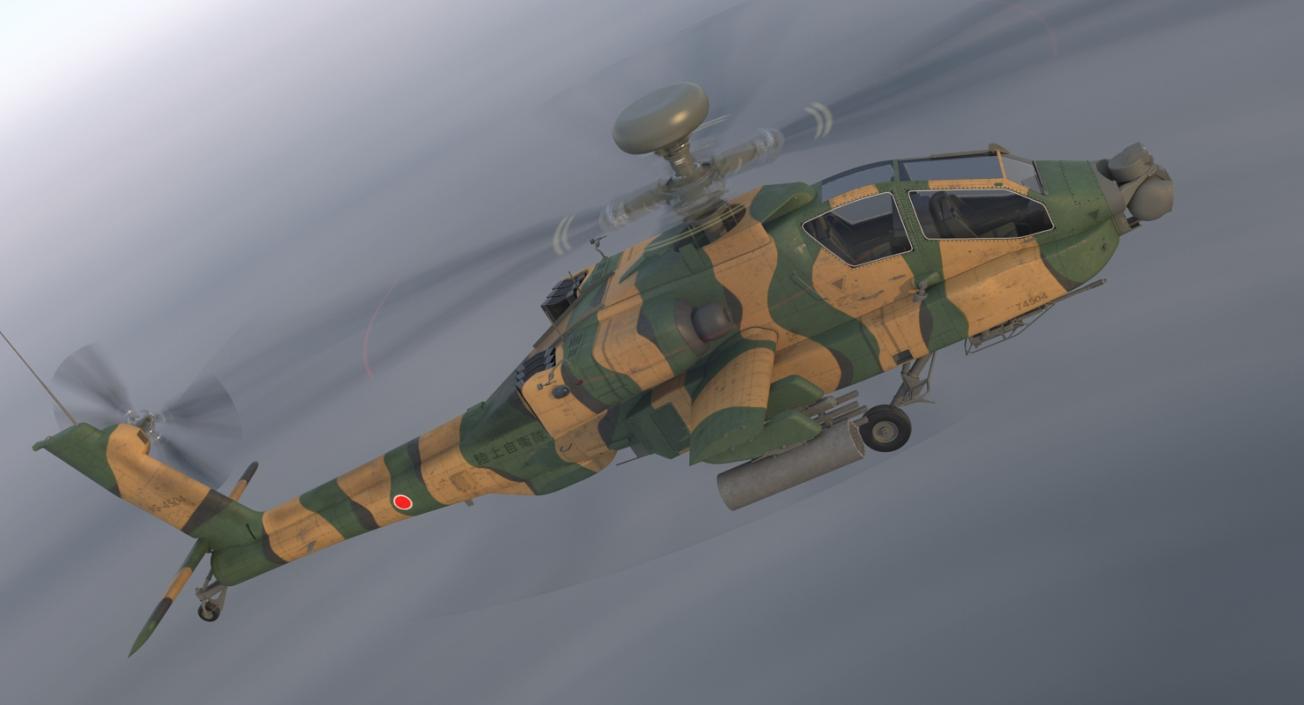 AH-64D Apache Longbow Japan Rigged 3D model