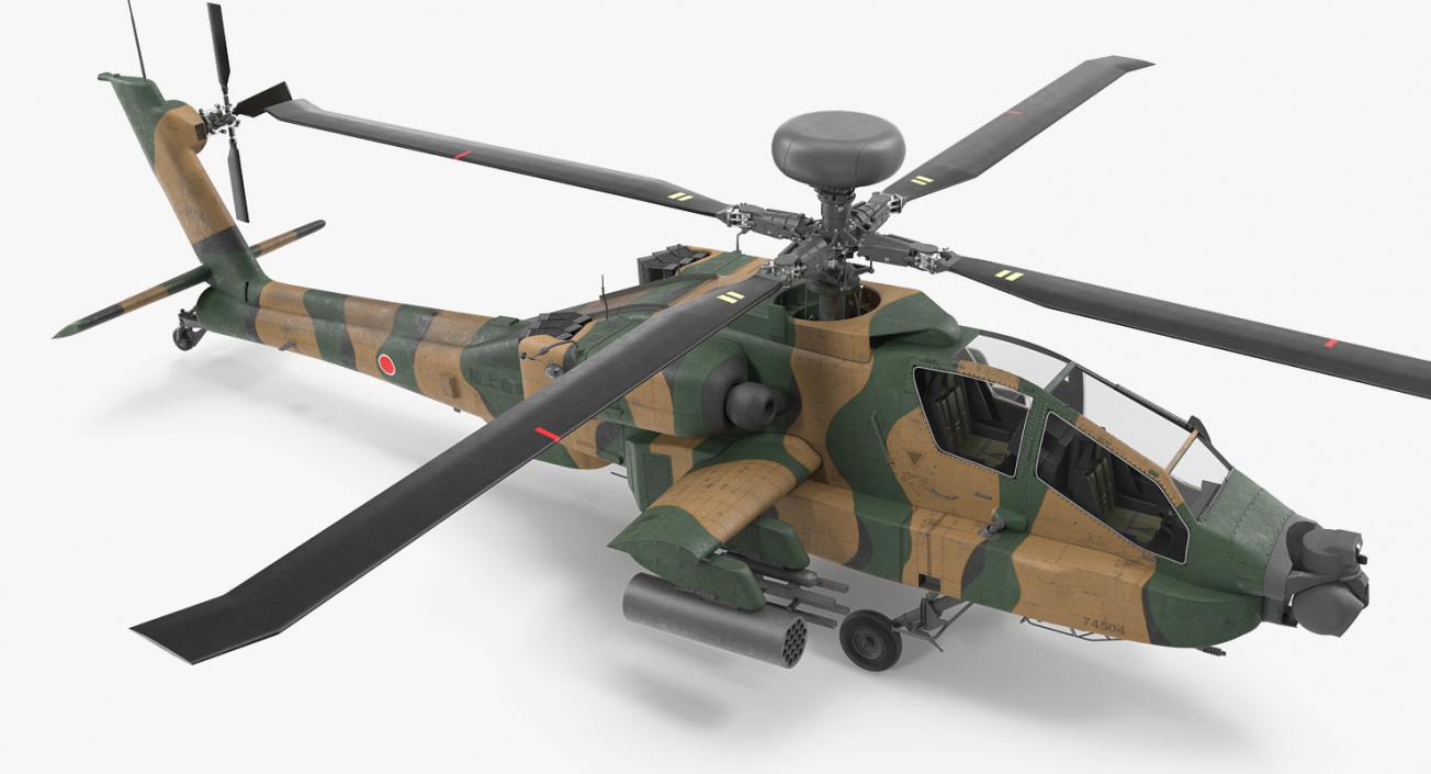 AH-64D Apache Longbow Japan Rigged 3D model