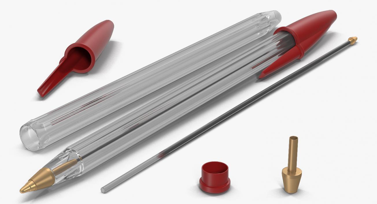 3D Transparent Pen Red Ink model