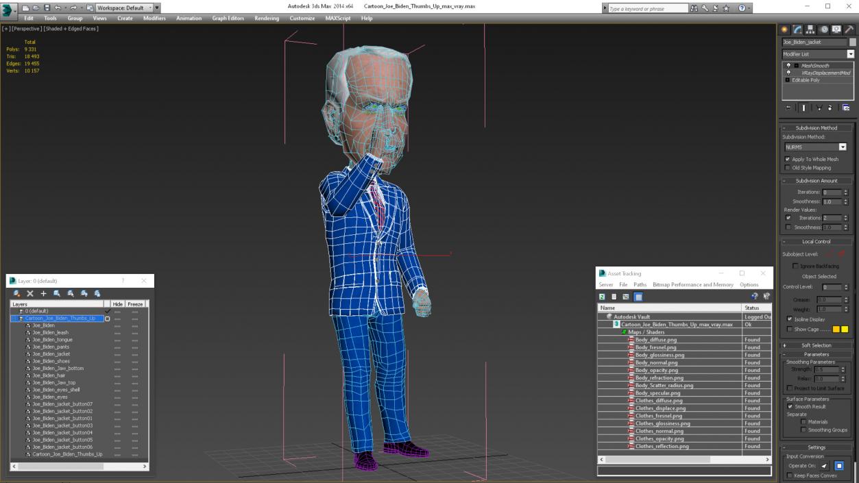 Cartoon Joe Biden Thumbs Up 3D