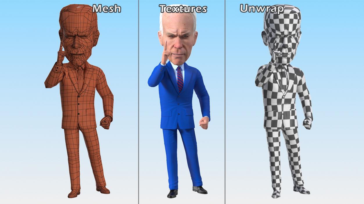 Cartoon Joe Biden Thumbs Up 3D