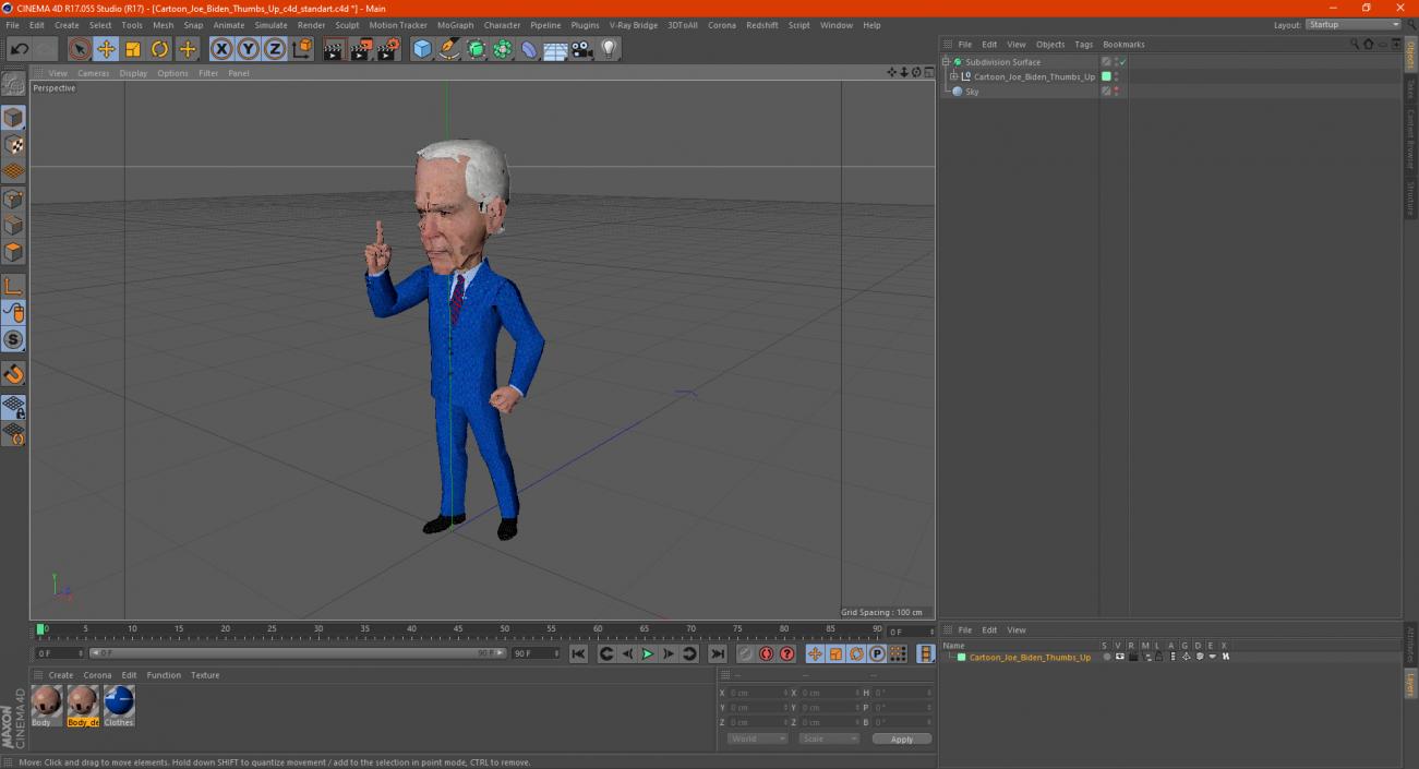 Cartoon Joe Biden Thumbs Up 3D