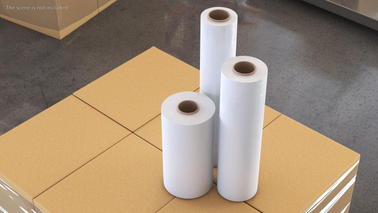 3D Roll of Wrapping Stretch Film 3 Pieces model