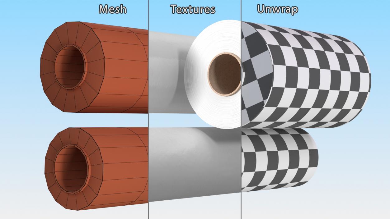 3D Roll of Wrapping Stretch Film 3 Pieces model