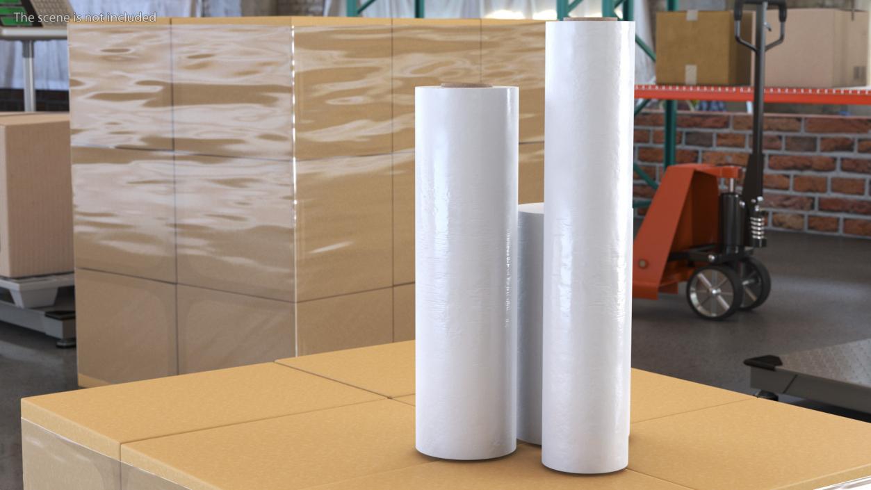 3D Roll of Wrapping Stretch Film 3 Pieces model