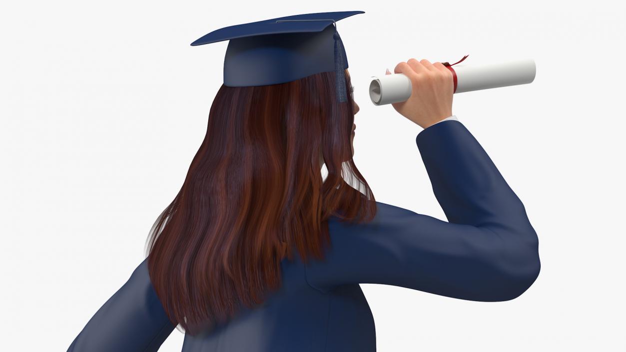 3D Female College Graduate holding Certificate model