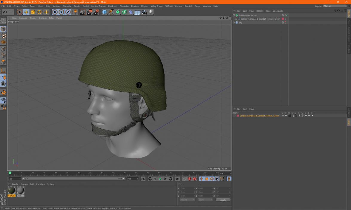 3D Soldier Enhanced Combat Helmet Green