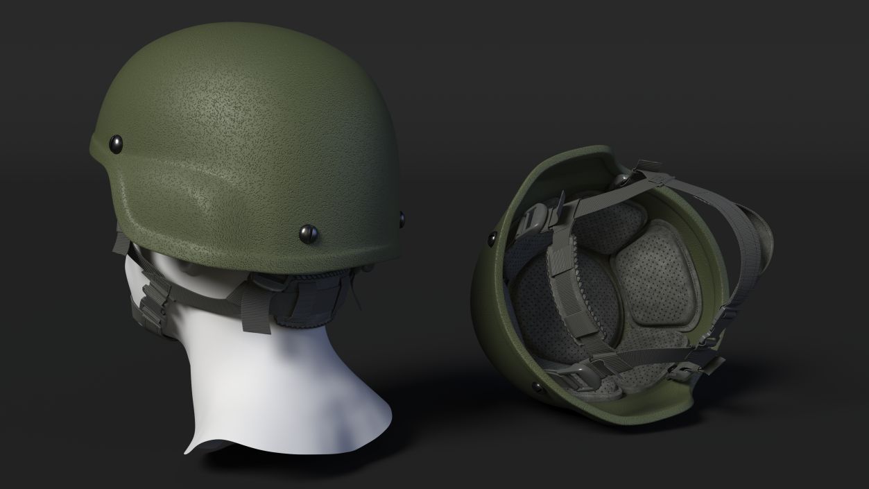 3D Soldier Enhanced Combat Helmet Green