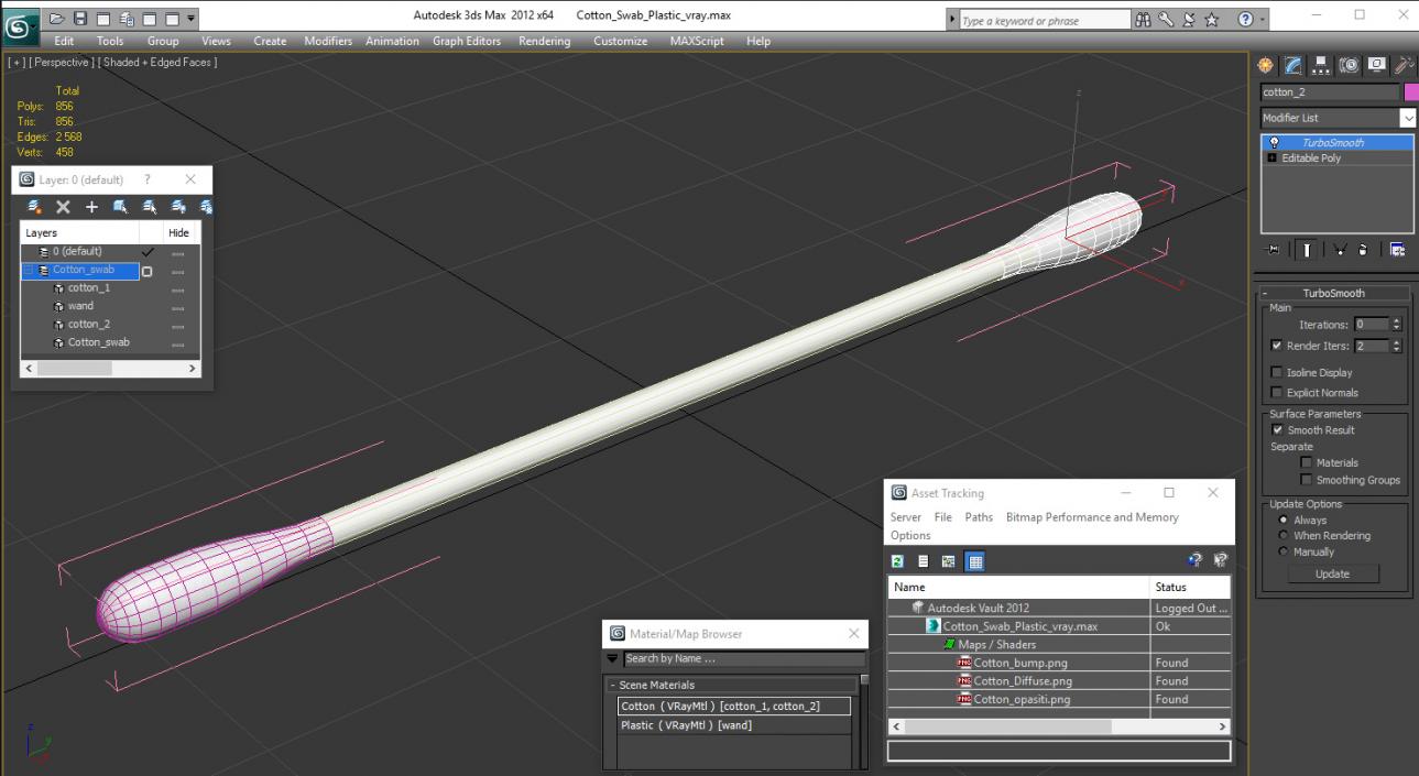 Cotton Swab Plastic 3D model