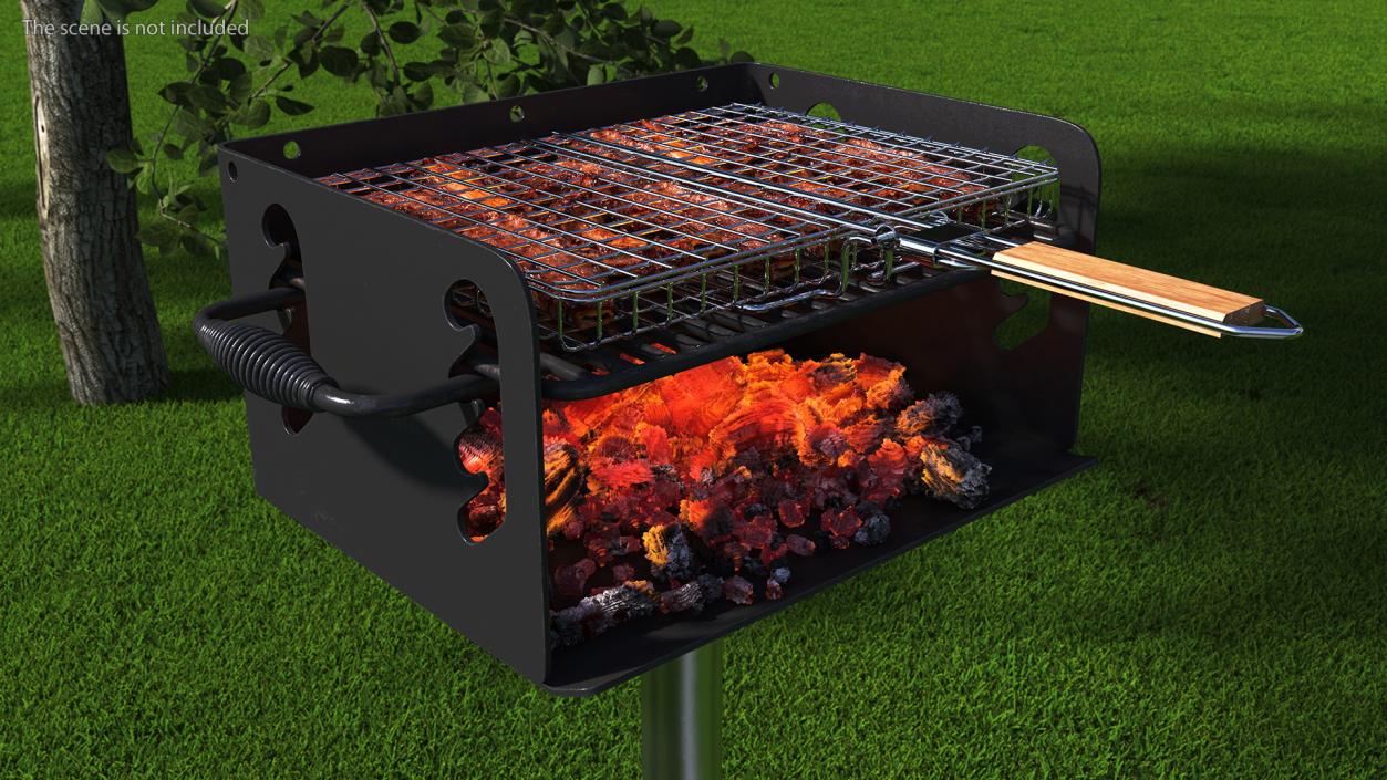 3D model BBQ Handle Grill with Roasted Meat Collection