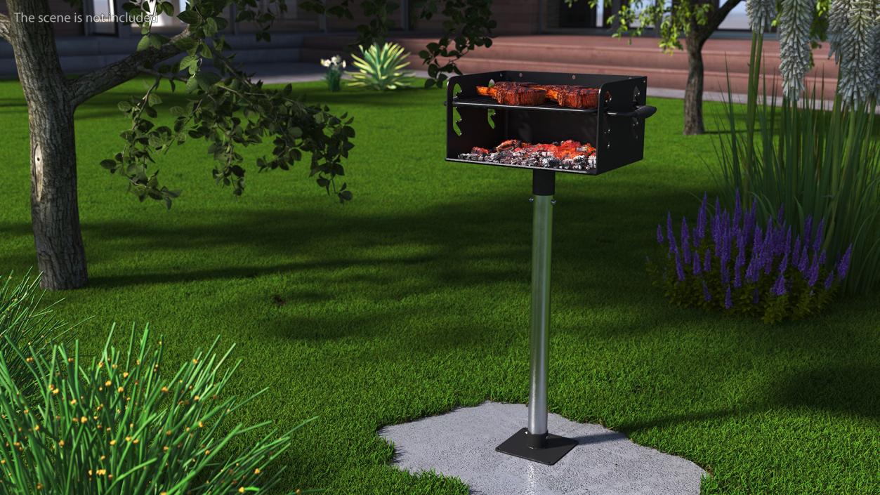 3D model BBQ Handle Grill with Roasted Meat Collection