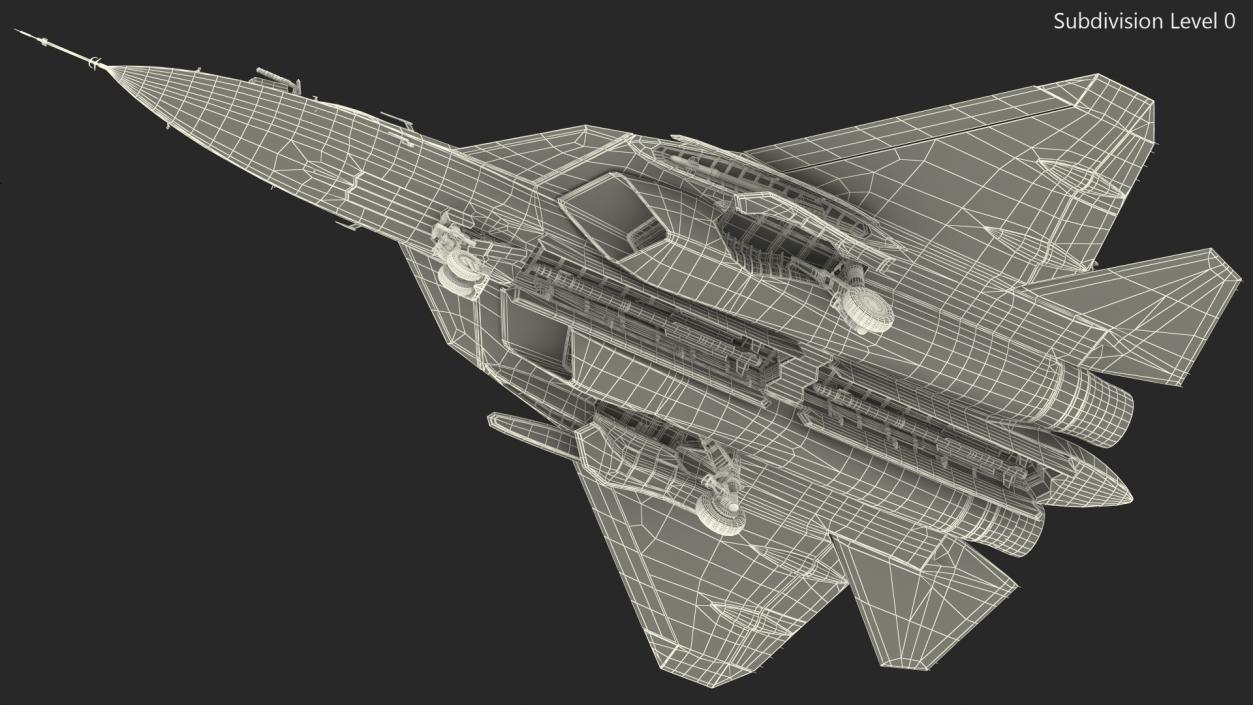 3D Stealth Multirole Fighter SU 57 Rigged model