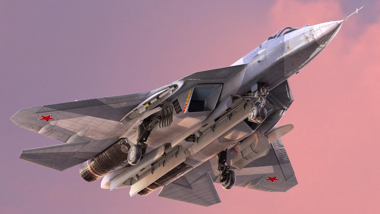 3D Stealth Multirole Fighter SU 57 Rigged model