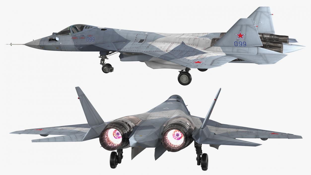 3D Stealth Multirole Fighter SU 57 Rigged model