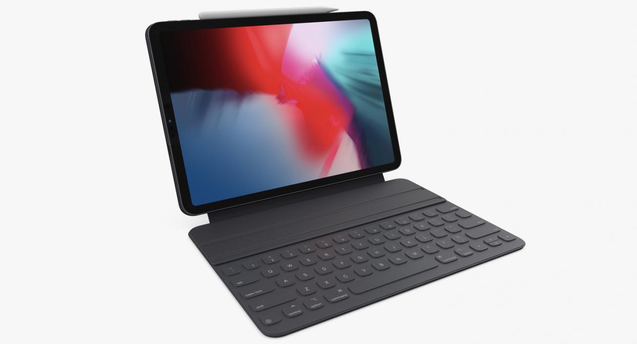 iPad Pro 2019 with Smart Keyboard 11 inch Space Gray 3D