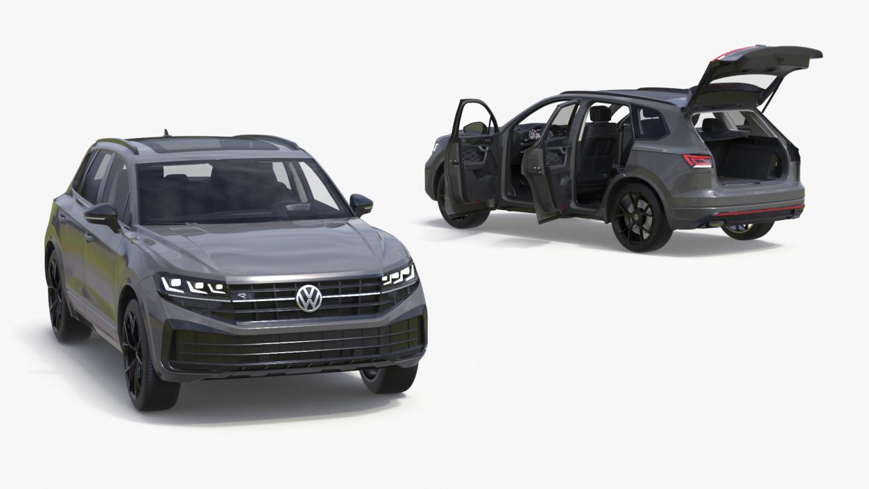 3D model Volkswagen Touareg 2024 Grey Lights On 2