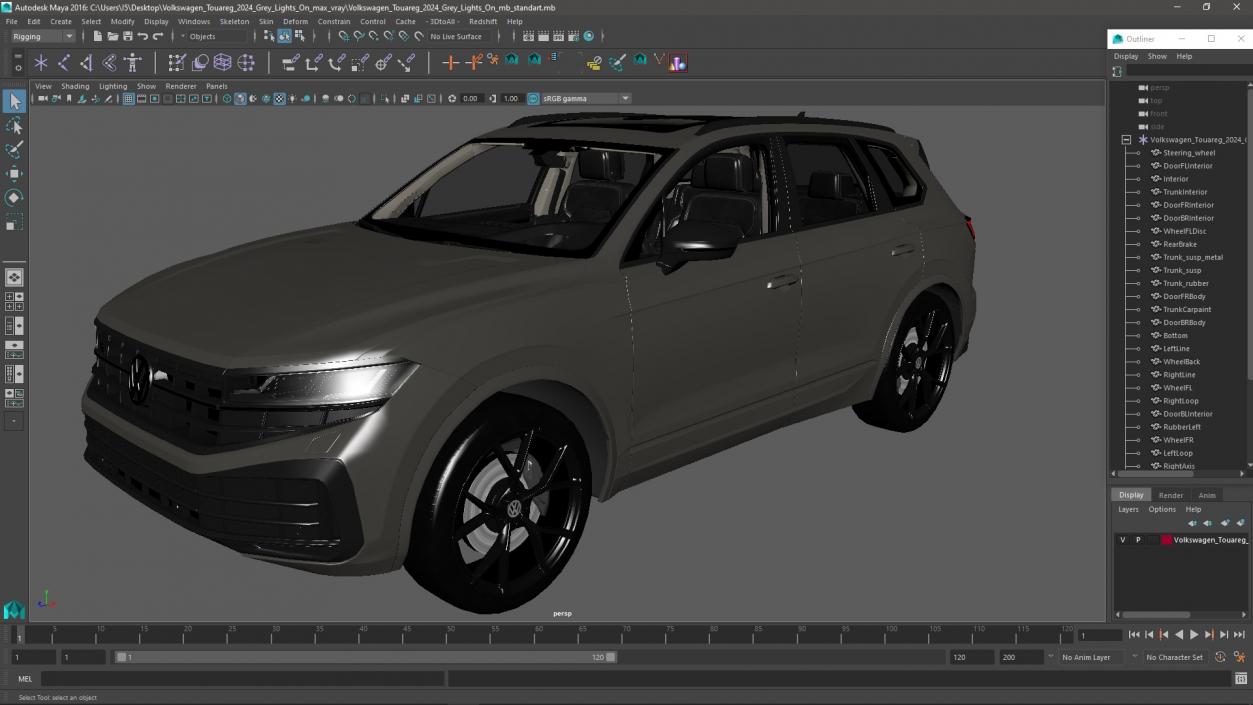 3D model Volkswagen Touareg 2024 Grey Lights On 2