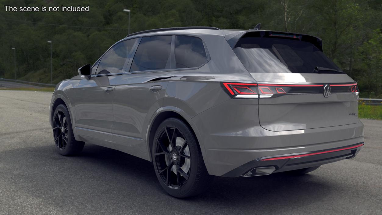 3D model Volkswagen Touareg 2024 Grey Lights On 2