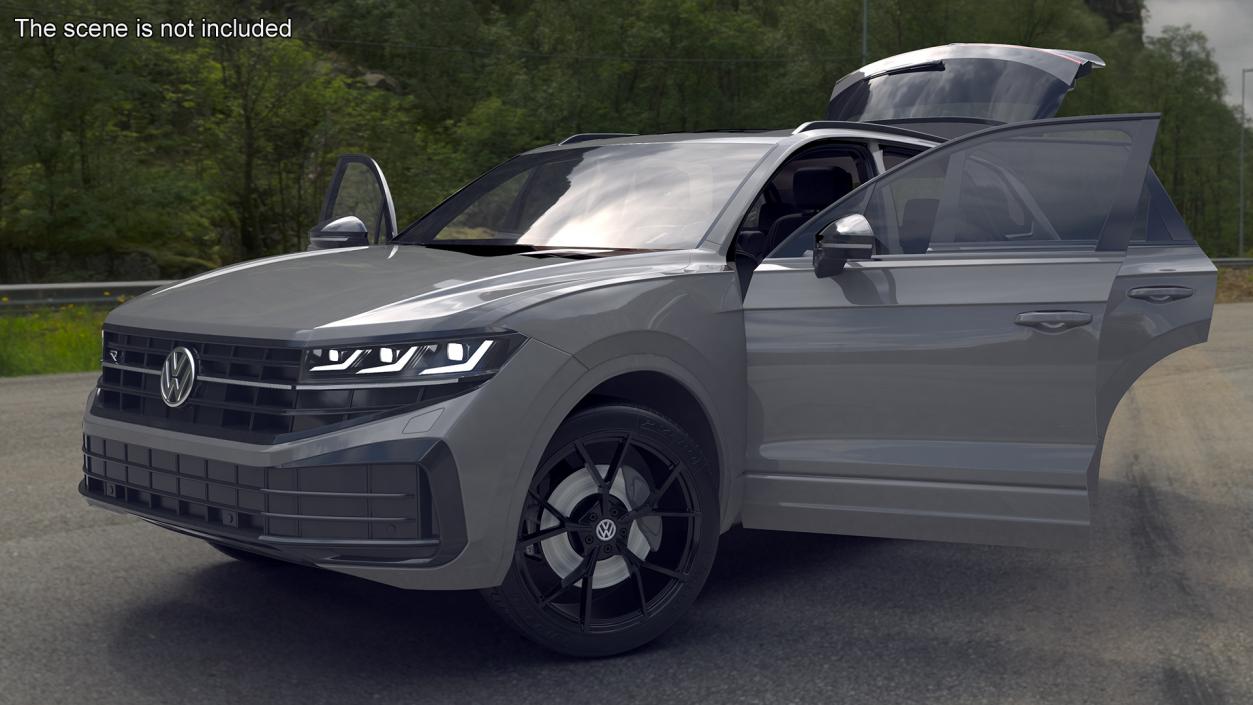 3D model Volkswagen Touareg 2024 Grey Lights On 2