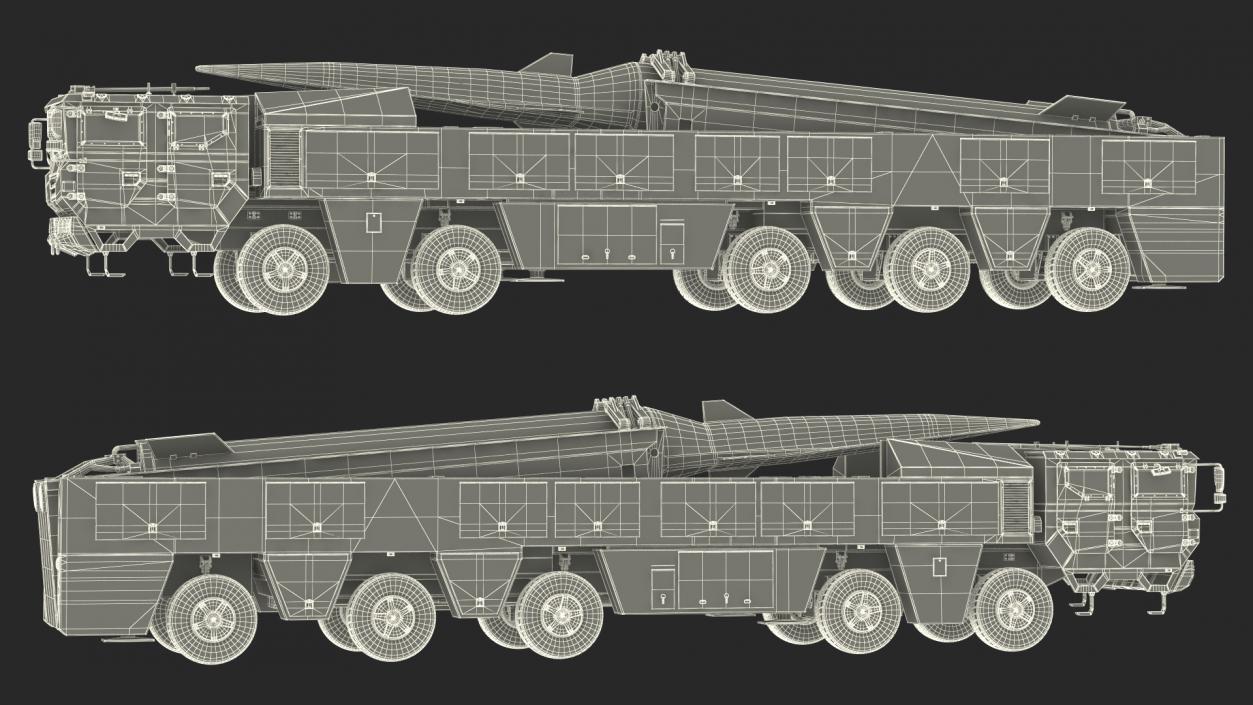 3D model Ballistic Missile on Road Mobile Vehicle