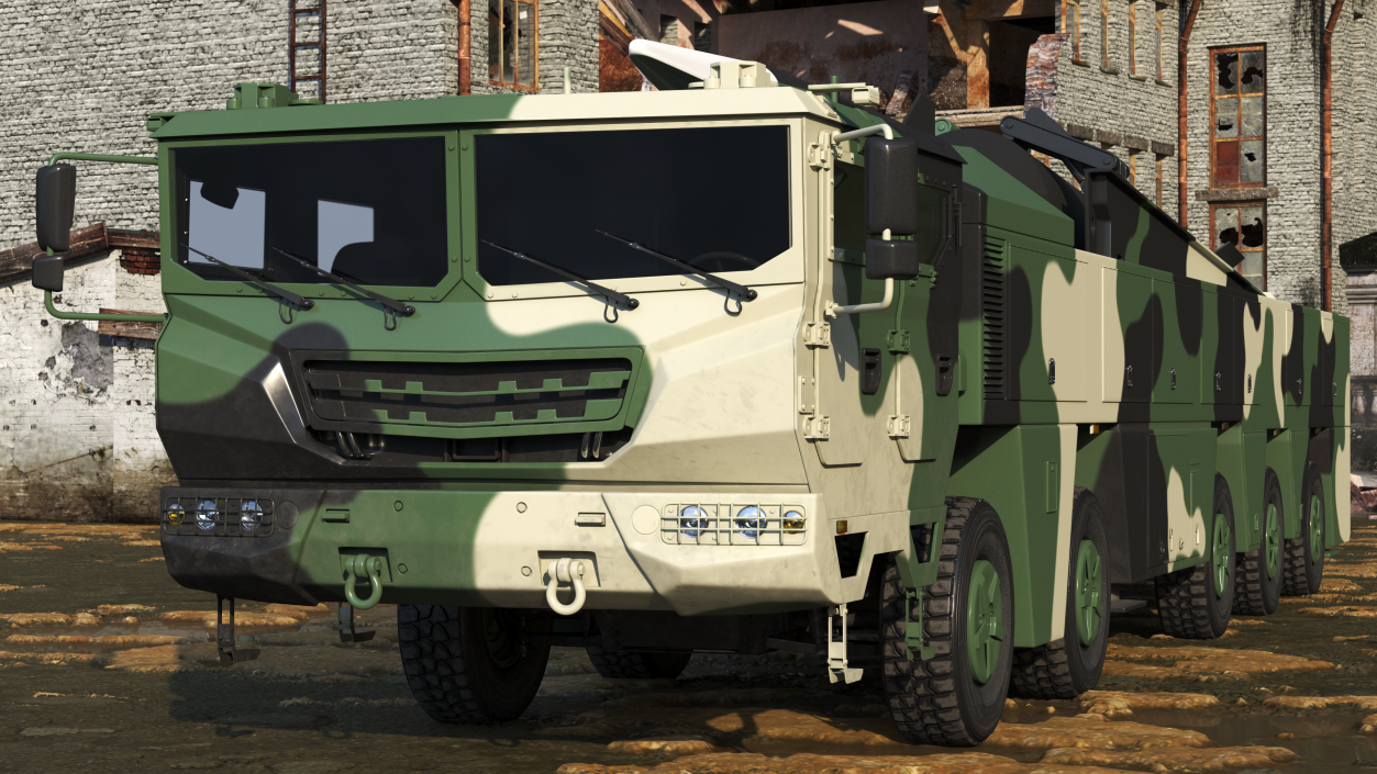 3D model Ballistic Missile on Road Mobile Vehicle