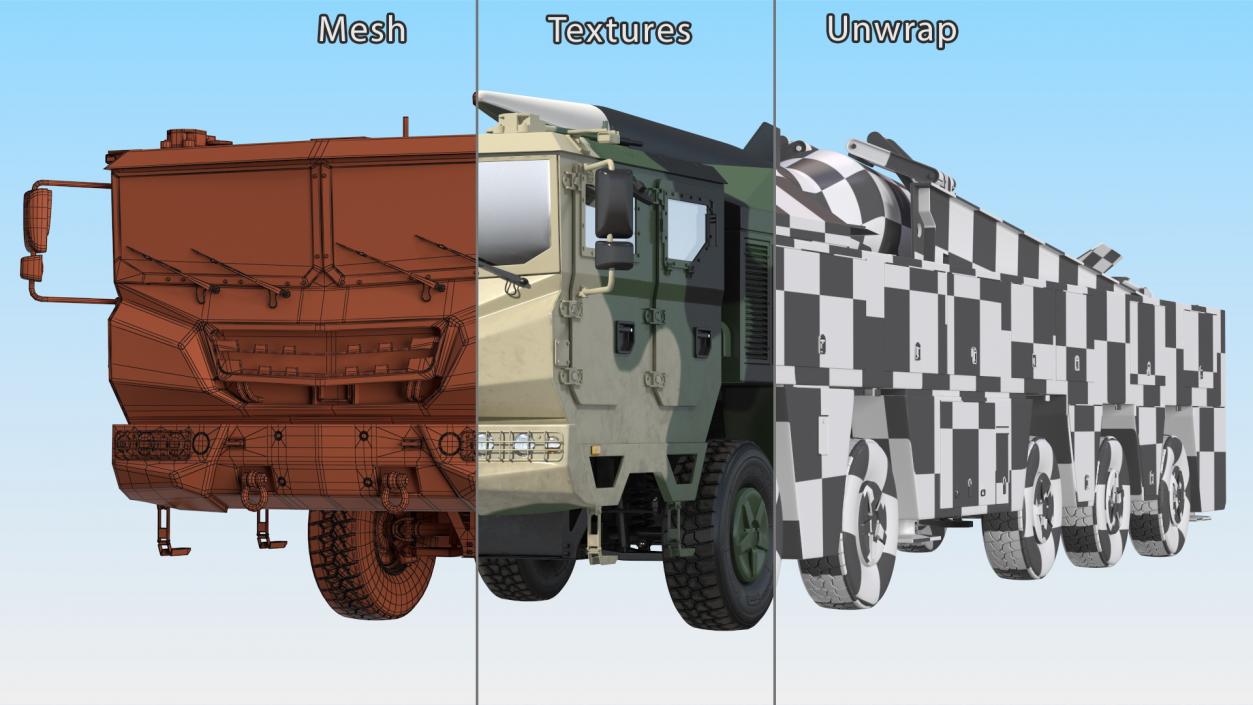 3D model Ballistic Missile on Road Mobile Vehicle