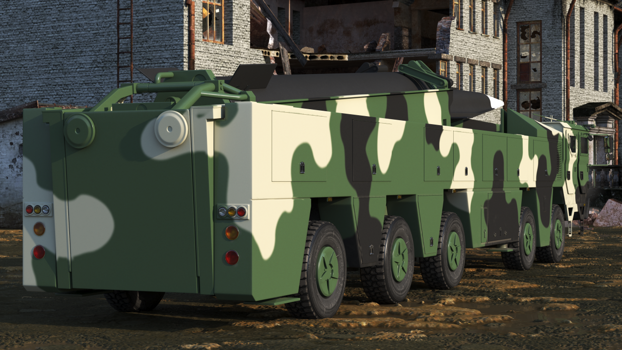 3D model Ballistic Missile on Road Mobile Vehicle