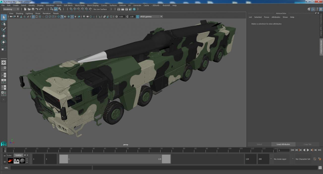 3D model Ballistic Missile on Road Mobile Vehicle