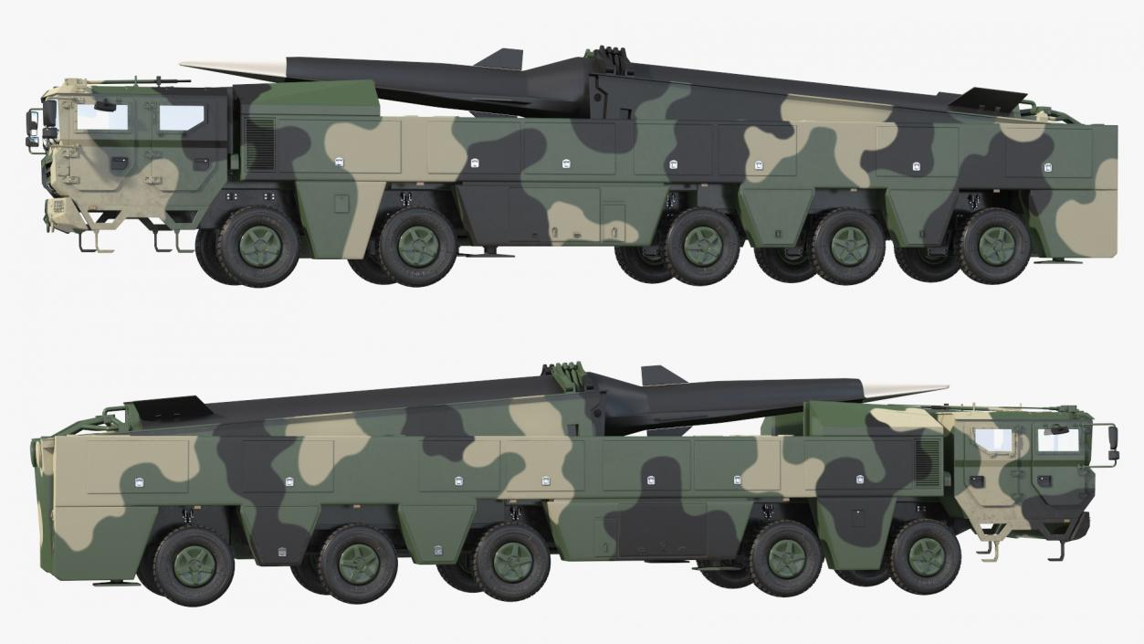 3D model Ballistic Missile on Road Mobile Vehicle