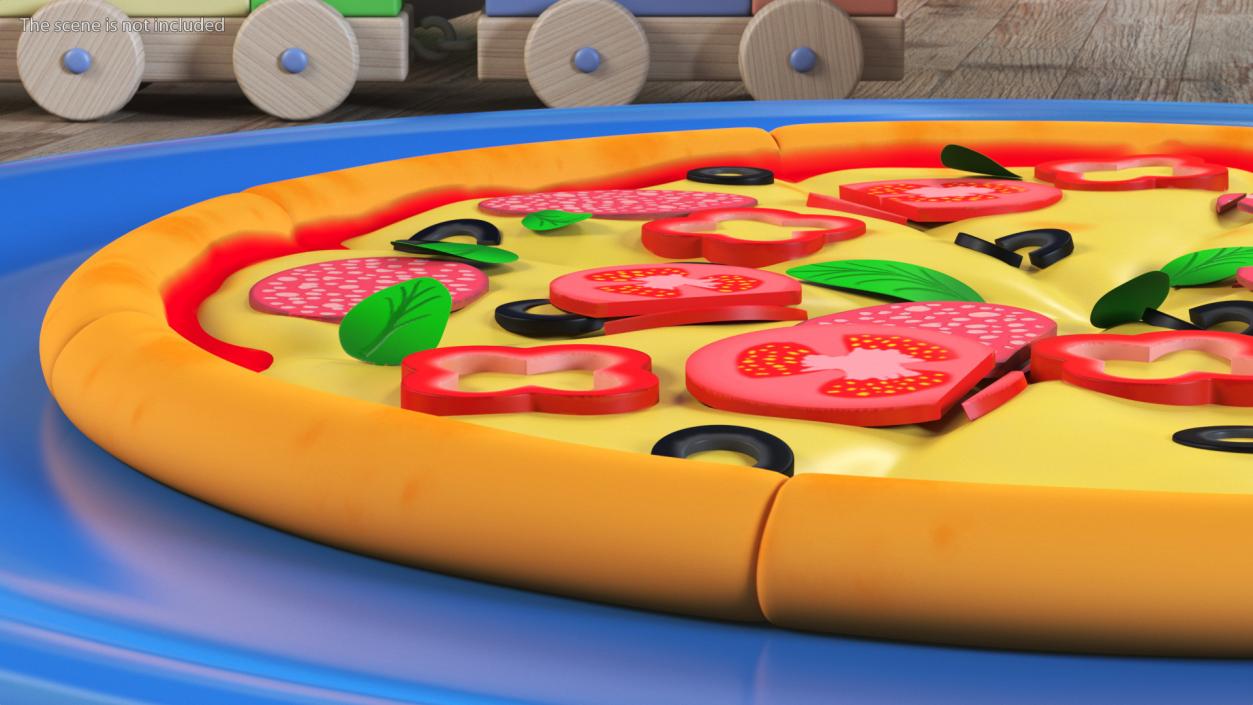 3D Cartoon Pizza Whole Sliced