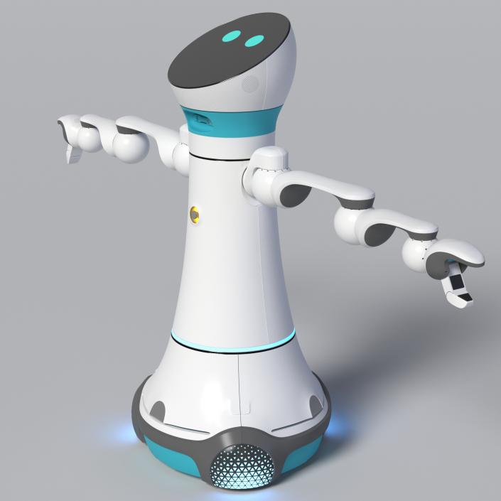 3D Modular Service Robot Rigged model