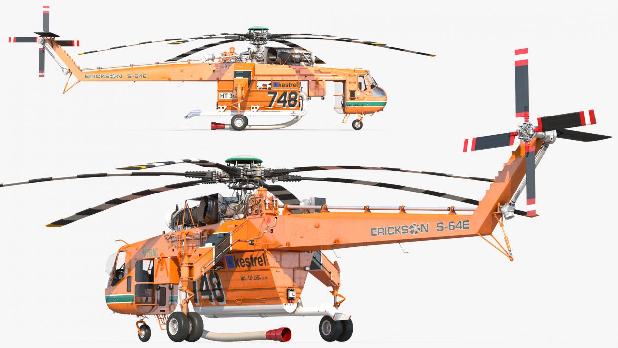 3D Sikorsky S-64 Skycrane Firefighting Helicopter