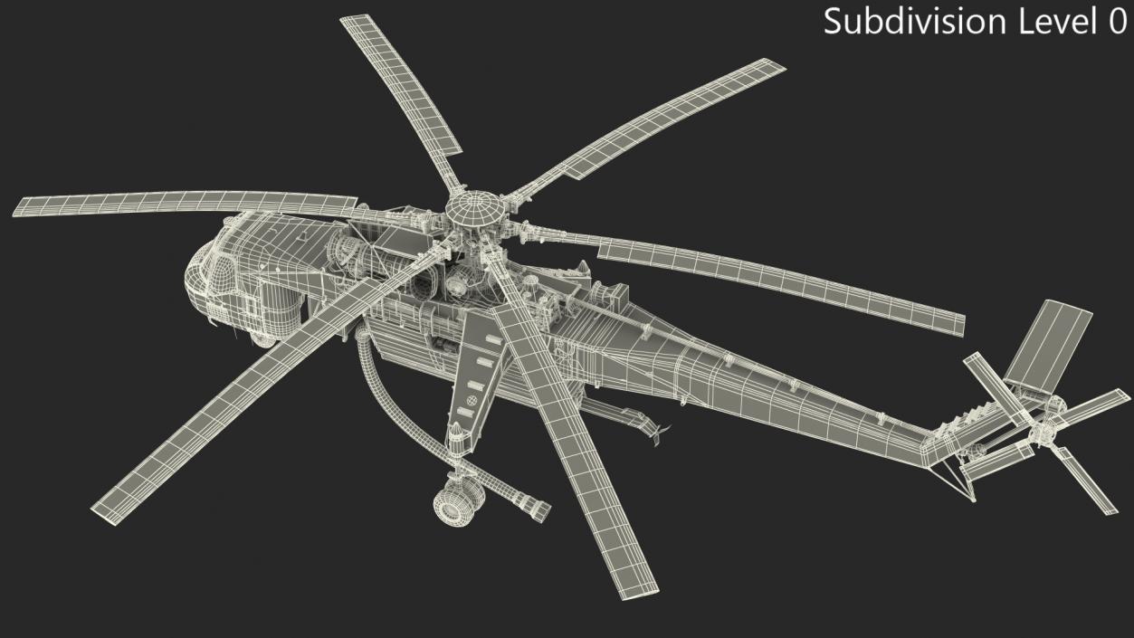 3D Sikorsky S-64 Skycrane Firefighting Helicopter