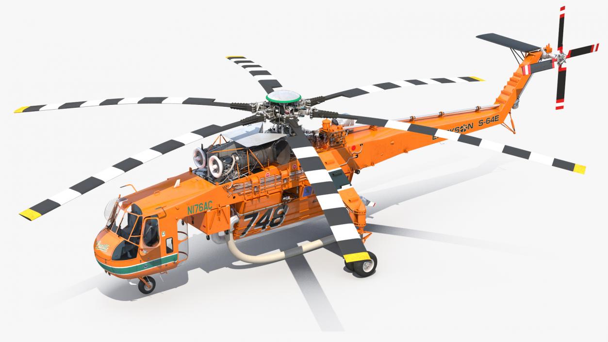 3D Sikorsky S-64 Skycrane Firefighting Helicopter