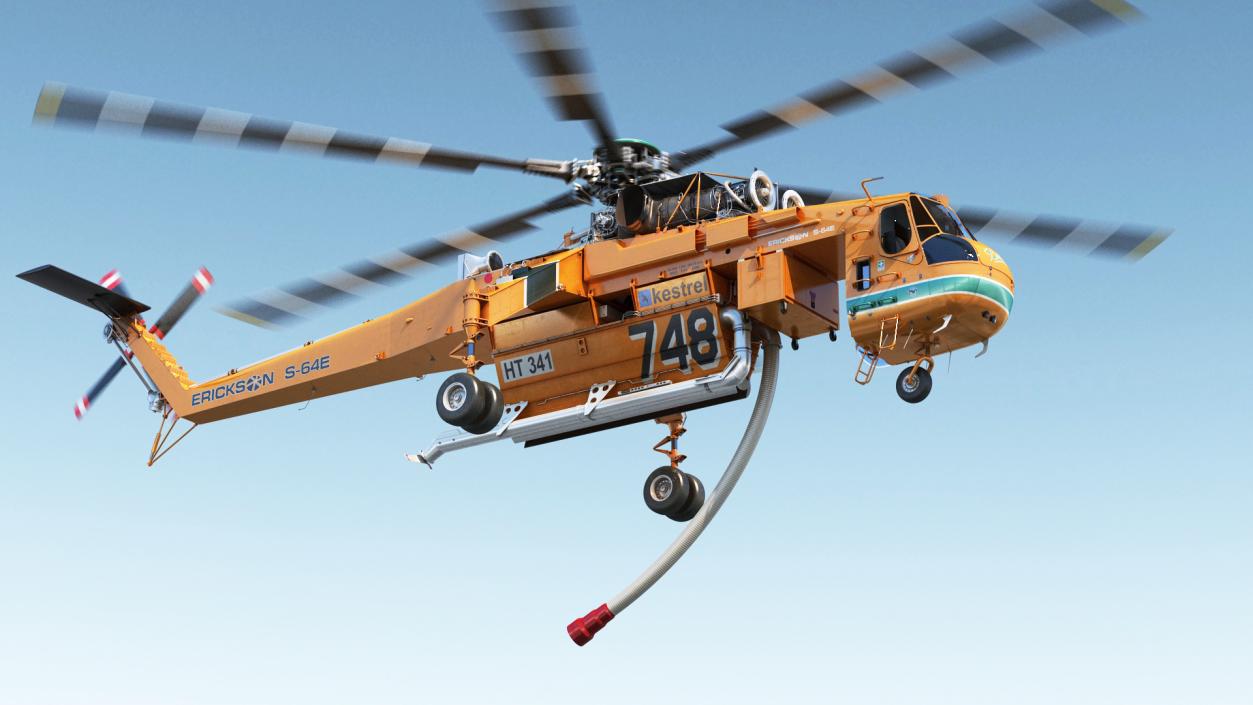 3D Sikorsky S-64 Skycrane Firefighting Helicopter