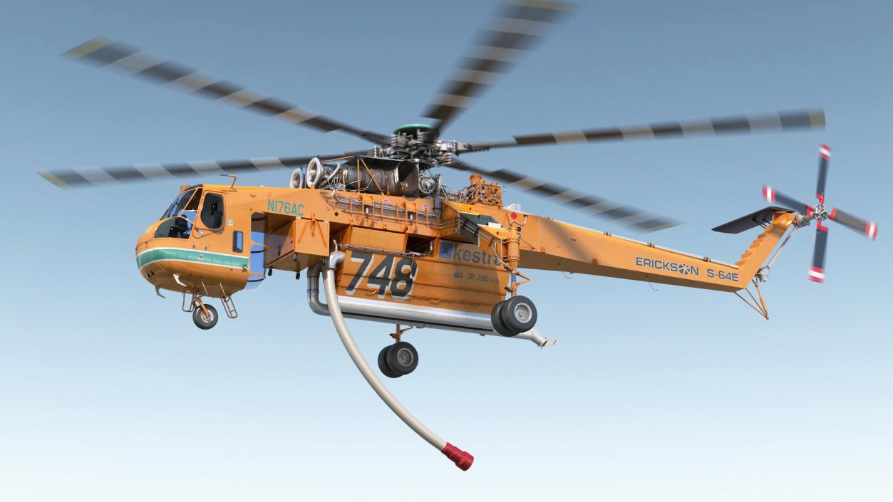 3D Sikorsky S-64 Skycrane Firefighting Helicopter