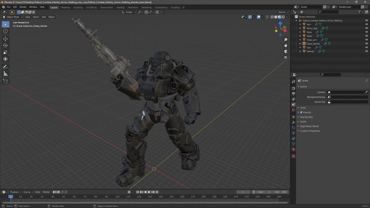 Fallout Combat Infantry Armor Walking 3D