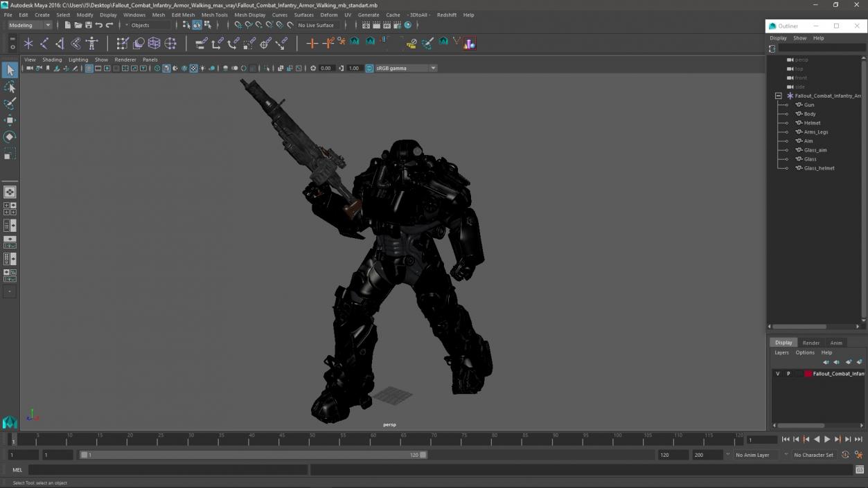 Fallout Combat Infantry Armor Walking 3D