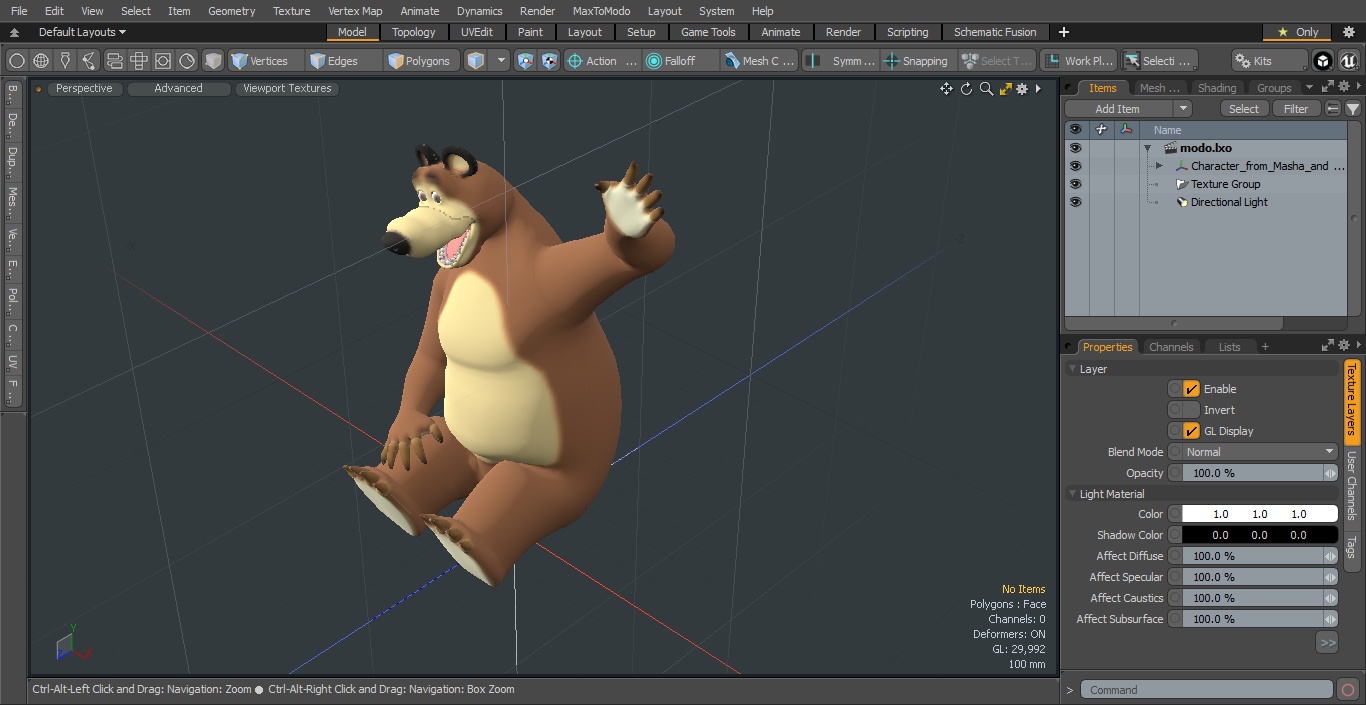 3D Character from Masha and the Bear Sitting Pose