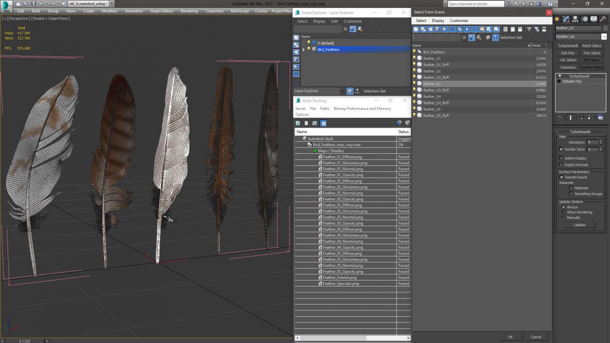 3D Bird Feathers model