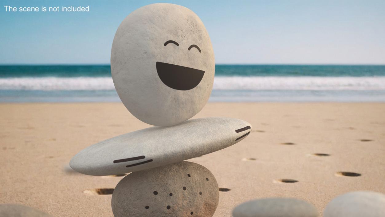 Stack Pebbles with Happy Face 3D model